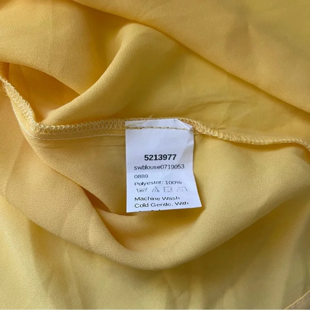 Shein Lemon Yellow Open Keyhole Tie Sleeve Blouse Medium Women’s